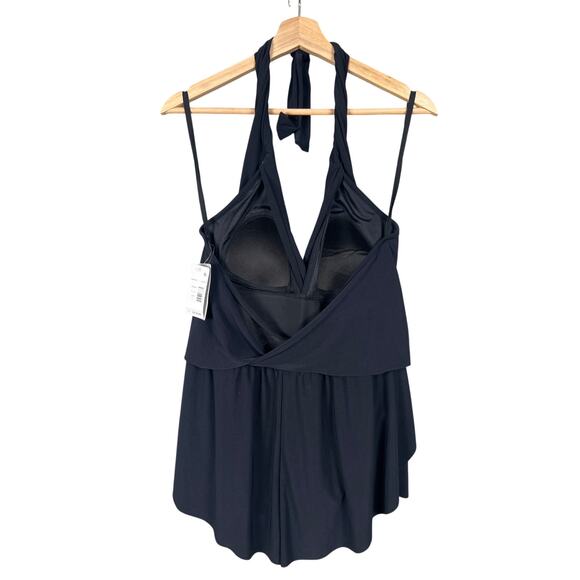 MagicSuit Swim NWT Black Size 12 Bianca One Piece Suit Halter Romper Swimsuit - Picture 2 of 8